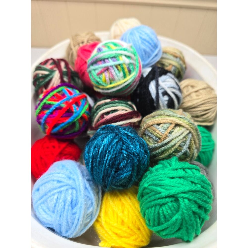 Acrylic Yarn Balls Mix Lot of 32 Variegated Solids 50/50 Assortment Destash
